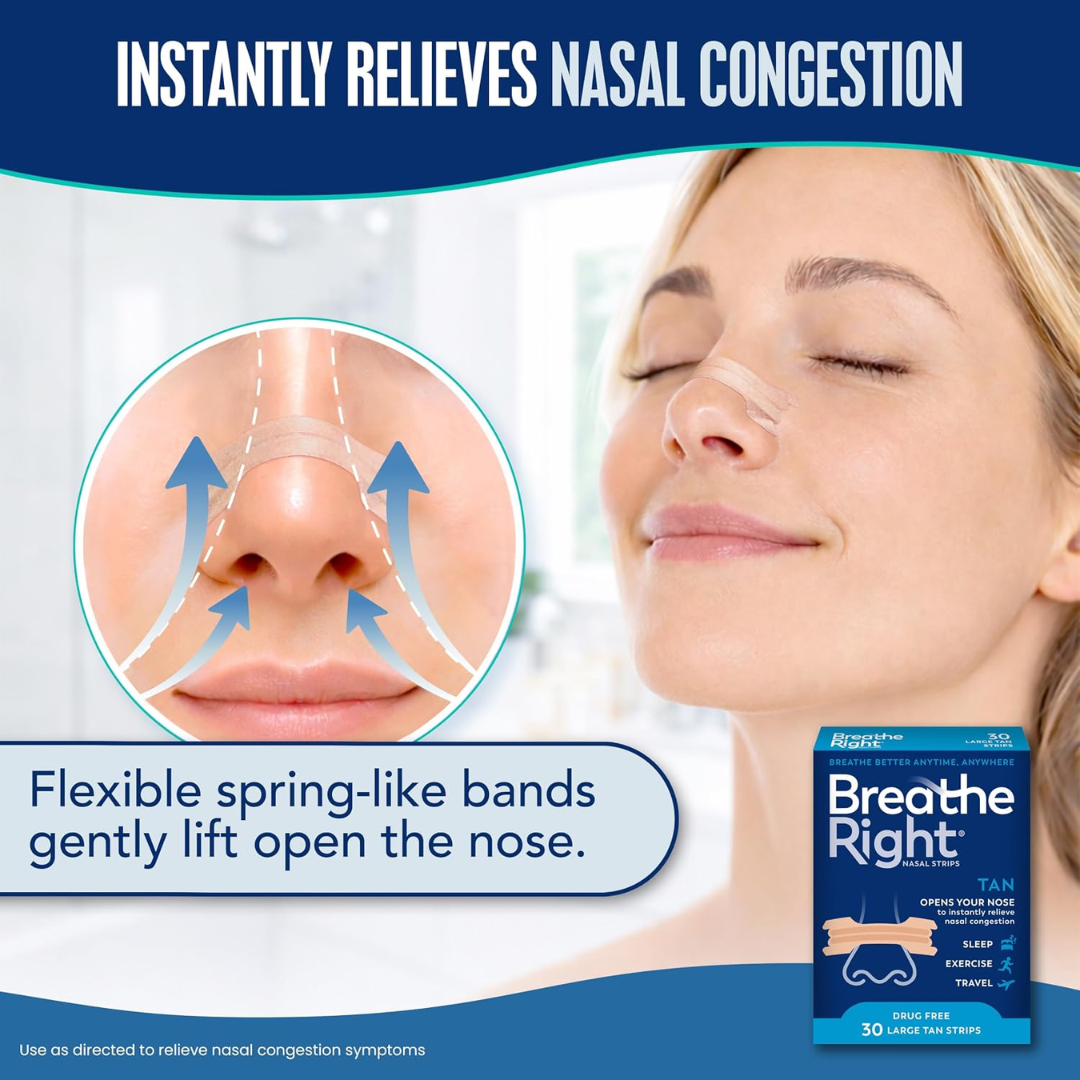 Breathe Right Nasal Strips, 30 Large Tan Strips