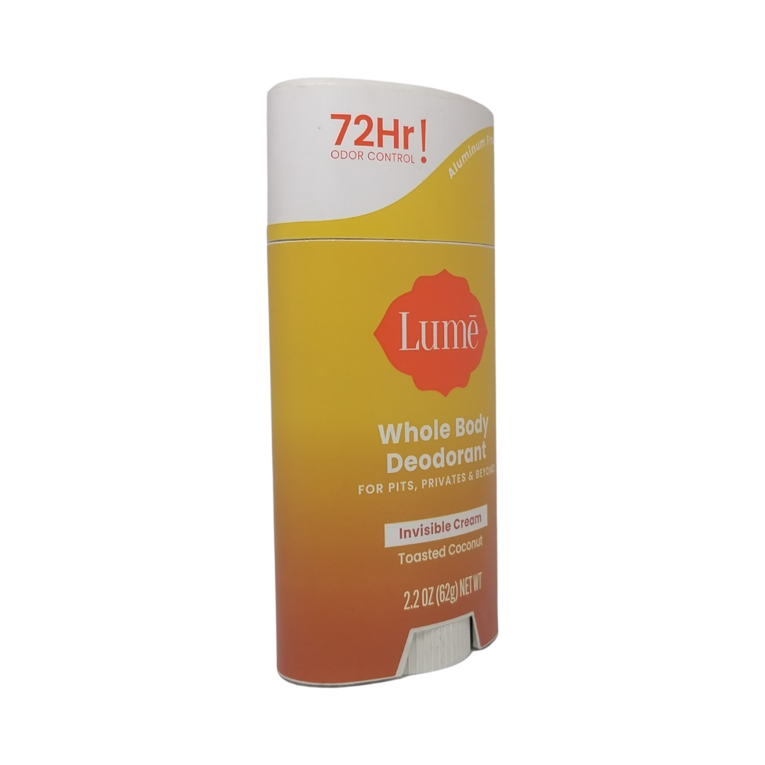 Lume Whole Body Deodorant Invisible Cream Toasted Coconut, 2.2 oz / 62 g