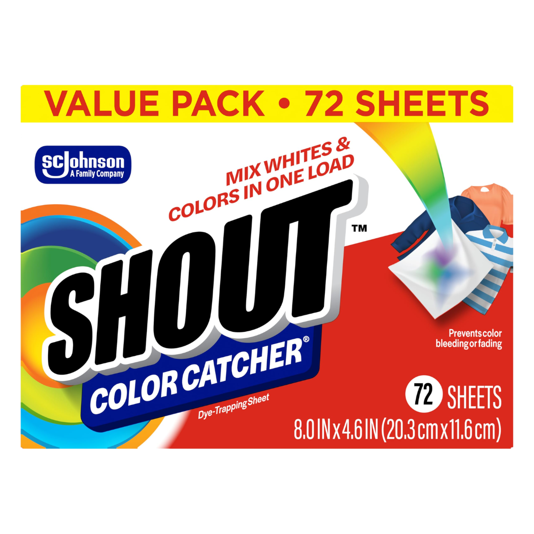 Shout Color Catcher Dye Trapping Sheet, 72 In Wash Sheets, 9.6 inches x 4.6 inches