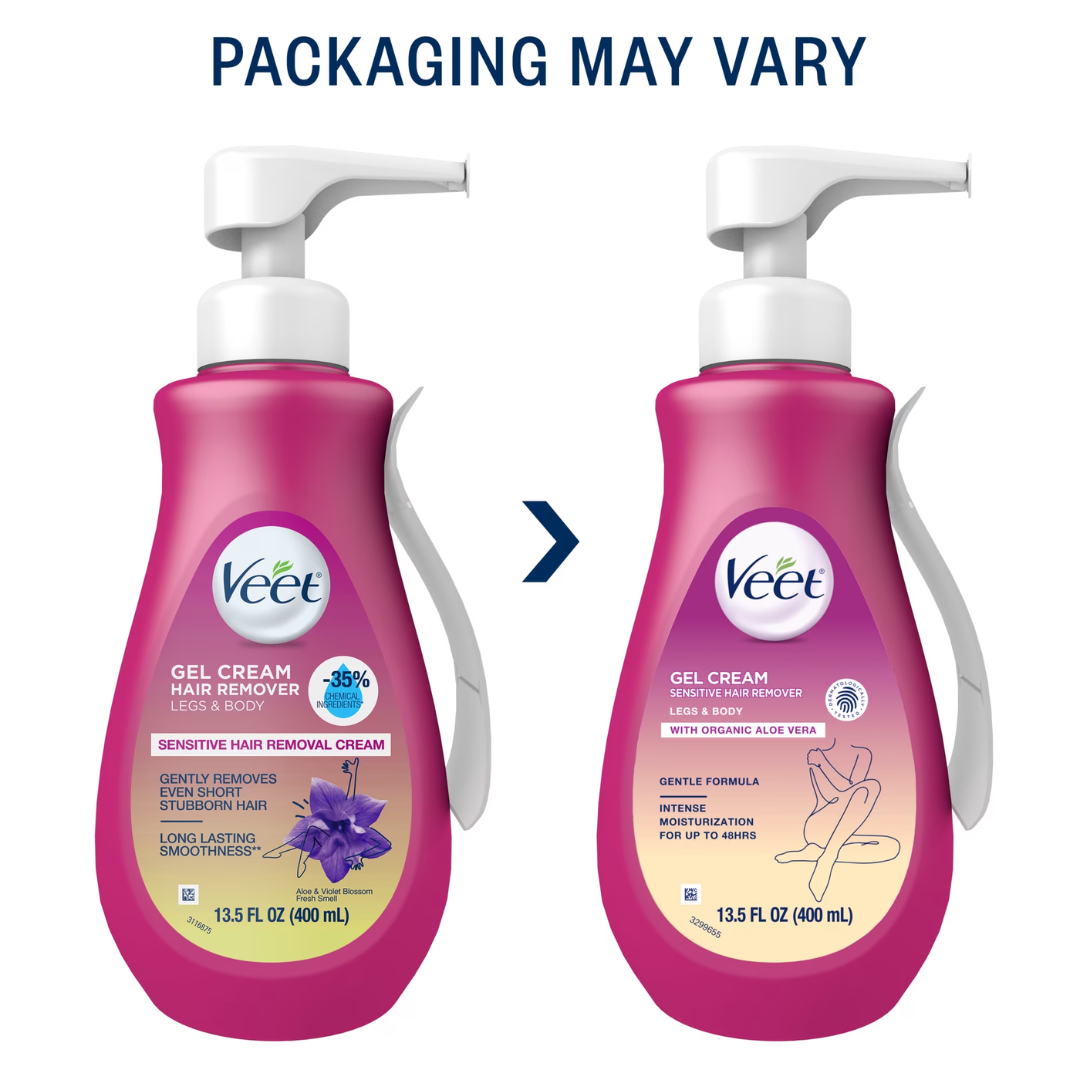 Veet Gel Cream Sensitive Hair Remover for Legs & Body, 13.5 oz / 400 ml