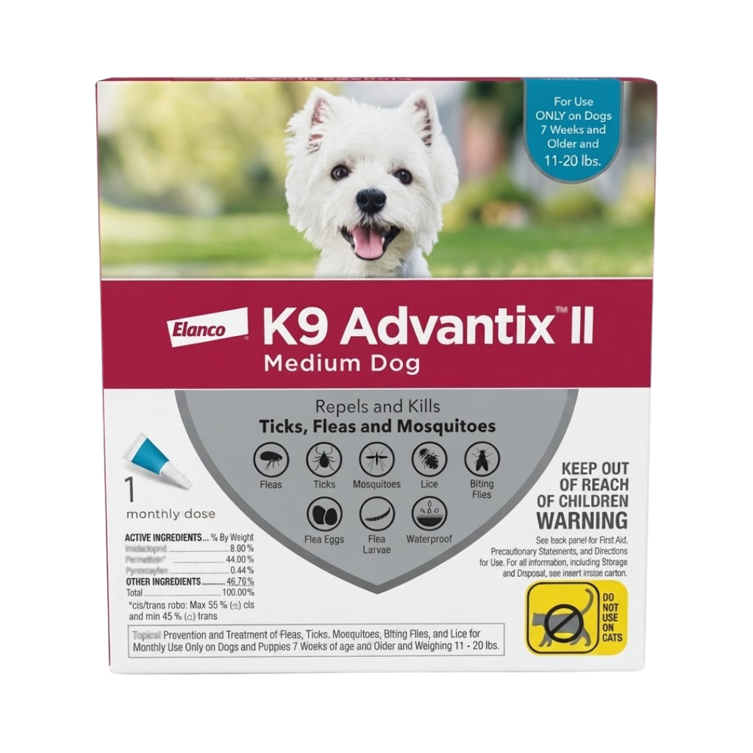 Elanco K9 Advantix II for Medium Dogs 11-20 lbs, 1 Monthly Dose