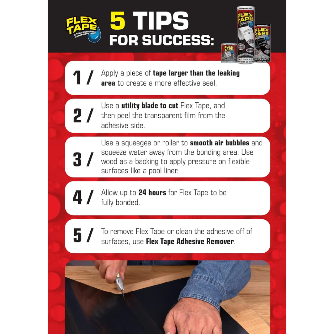 Flex Tape Strong Rubberized Waterproof Tape Gray, 8" x 5'