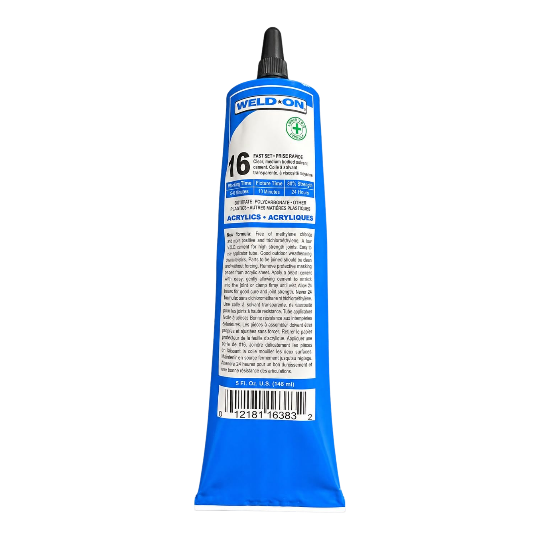 Weld-On 16 Clear Acrylic Medium-Bodied Solvent Cement, 5 oz / 146 ml (16383)