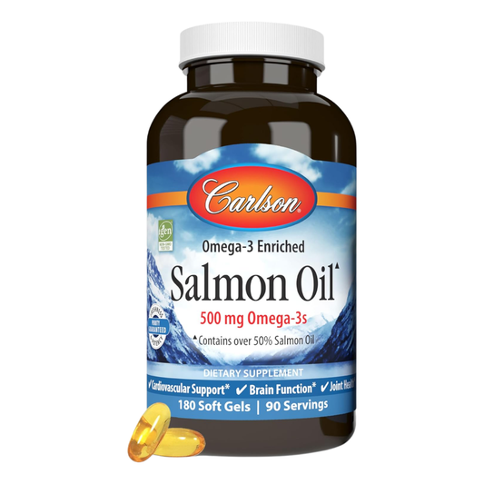 Carlson Norwegian Salmon Oil 500 mg 180 Softgels Omega 3, Brain, Heart & Joint Health