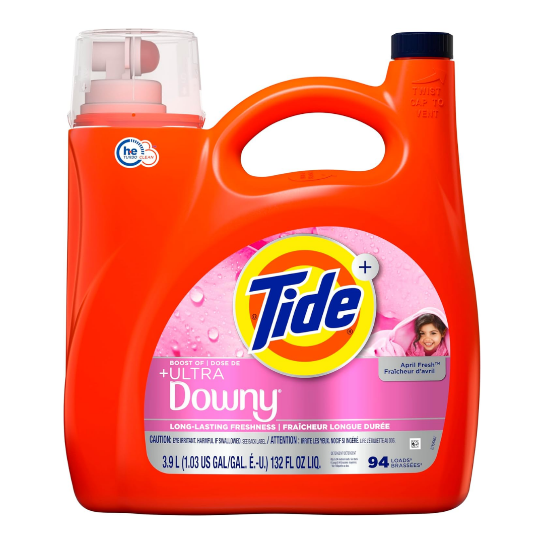 Tide + Boost of Ultra Downy Liquid Detergent April Fresh Scent 94 Loads, 3.9 L / 132 oz