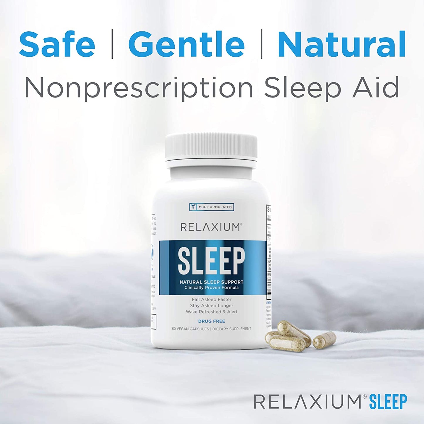 Relaxium Sleep Non-Habit Forming Sleep Aid Supplement, 60 Vegan Capsules