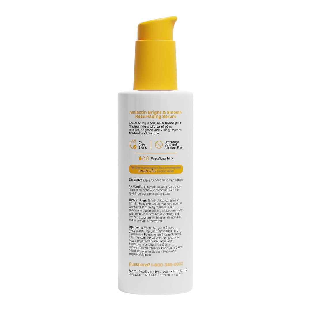 Amlactin Bright & Smooth Resurfacing Serum for Face & Body, 8 oz / 226 g