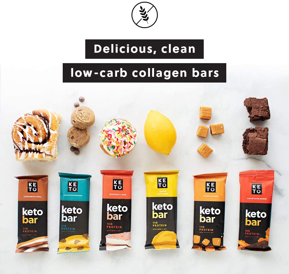 Perfect Keto Bars - Salted Caramel - 1 Bar: 3g Net Carbs, 19g Fat, 11g protein - Keto Diet Food Dessert