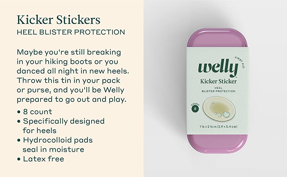 Welly Bandages (WLY1011) Kicker Sticker Hydrocolloid Adhesive, Heel Blister Protection (8 Count)