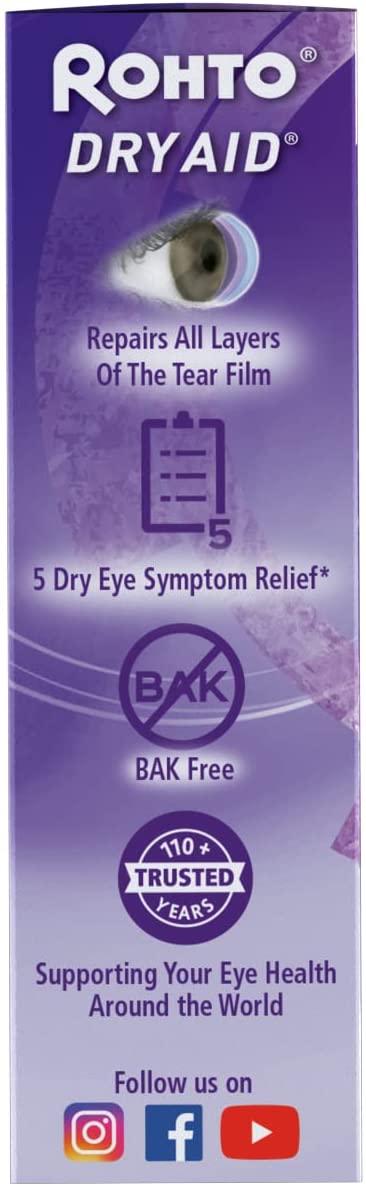 ROHTO Dry-Aid Advanced Dry Eye Treatment Lubricant Eye Drops Twin Pack 0.34 Oz PACKAGING MAY VARY