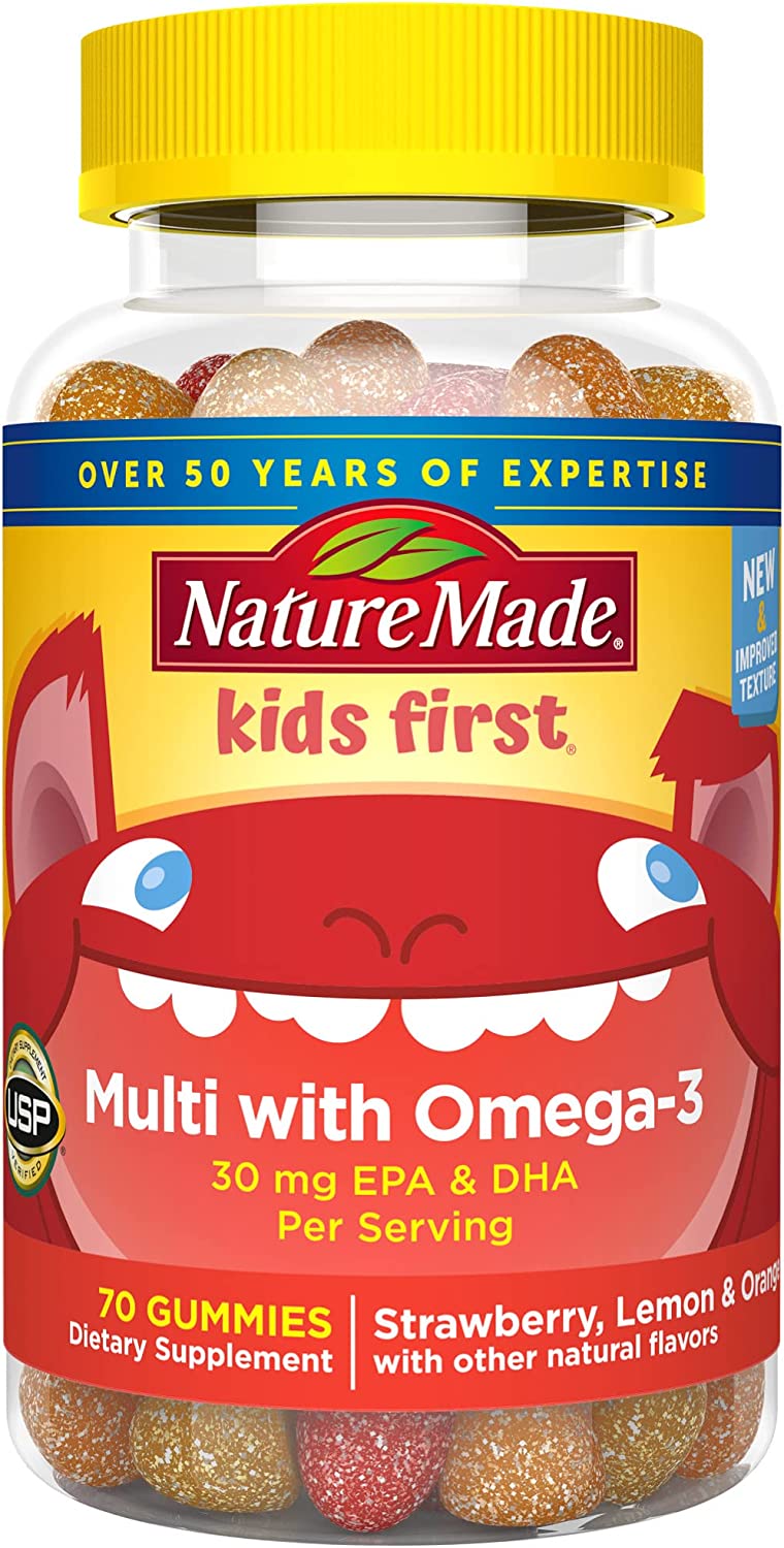 Nature Made Kids First Multi With Omega-3 Strawberry Lemon & Orange With Other Natural Flavor - 70 Gummies
