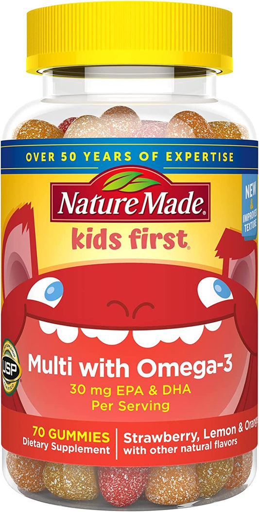 Nature Made Kids First Multi With Omega-3 Strawberry Lemon & Orange With Other Natural Flavor - 70 Gummies