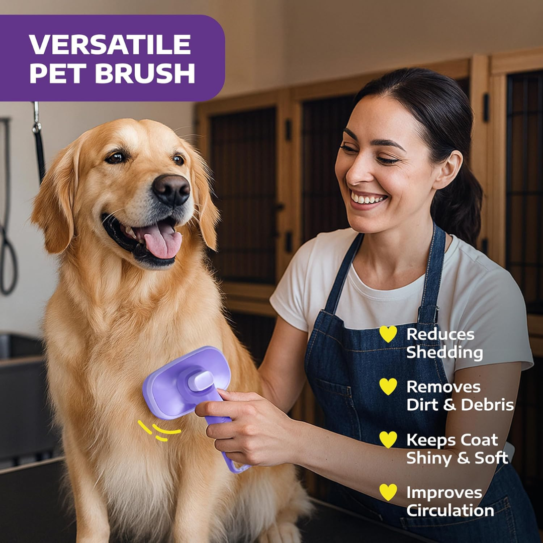 Hertzko Self Cleaning Slicker Brush for Dogs and Cats, Purple