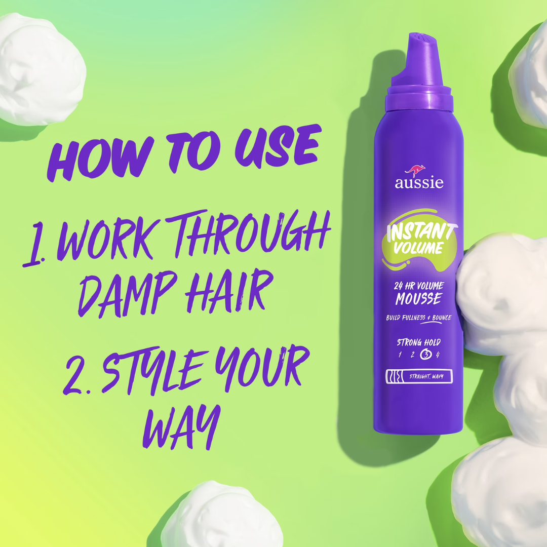 Aussie Instant Volume Hair Mousse Strong Hold, 6 oz / 170 g