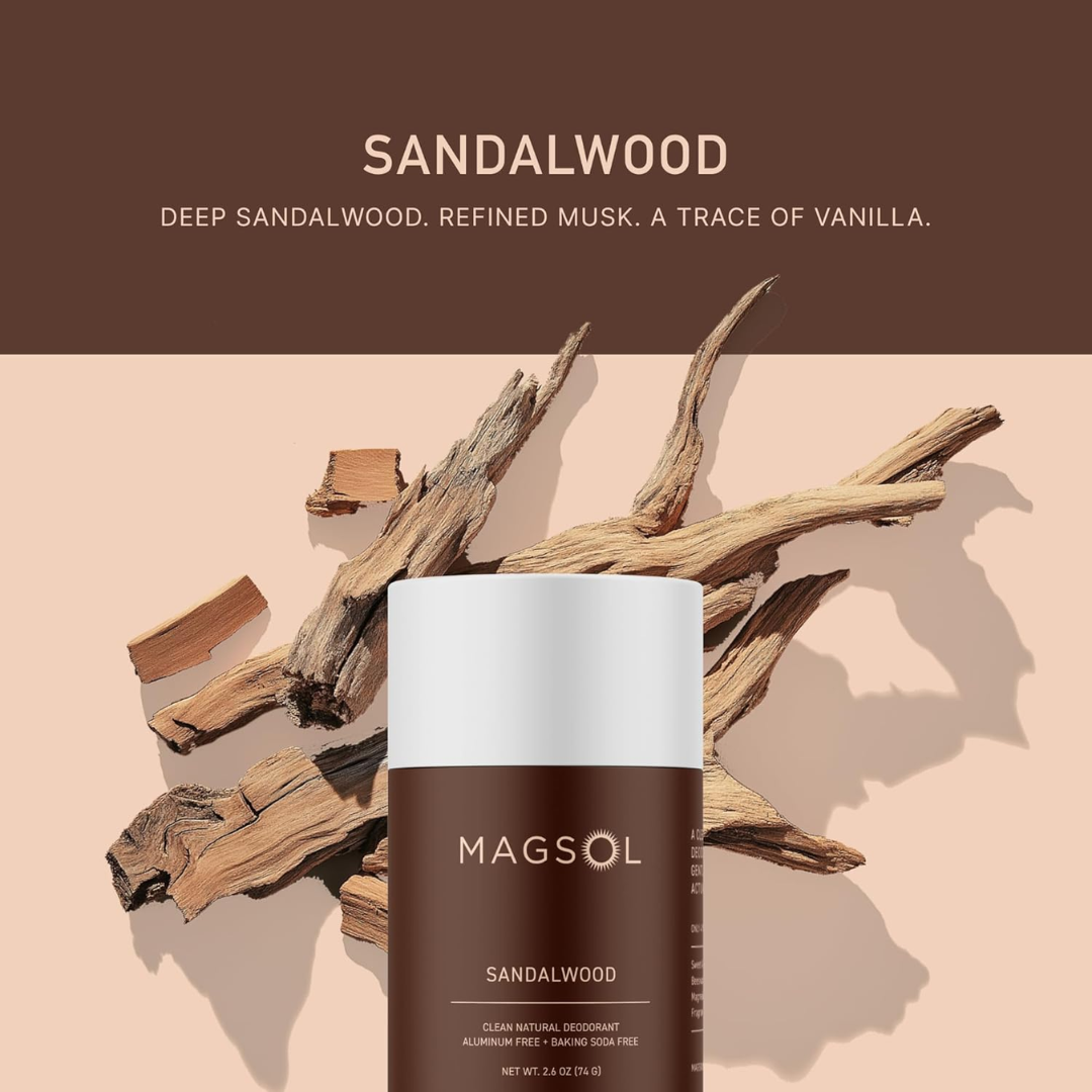 MAGSOL Clean Natural Deodorant Sandalwood, 2.6 oz / 74 g