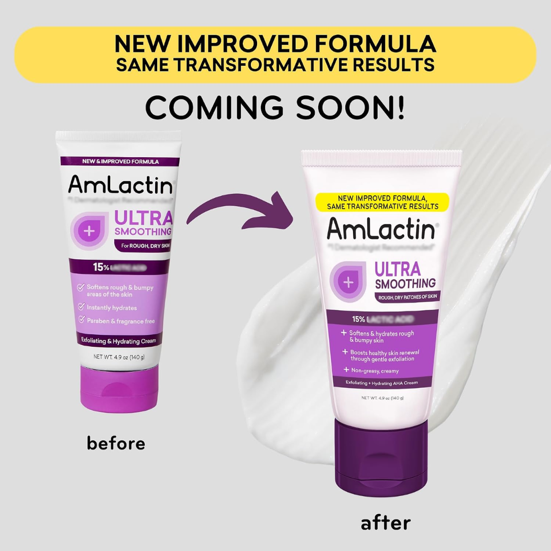 AmLactin Ultra Smoothing Exfoliating + Hydrating AHA Cream, 4.9 oz / 140 g