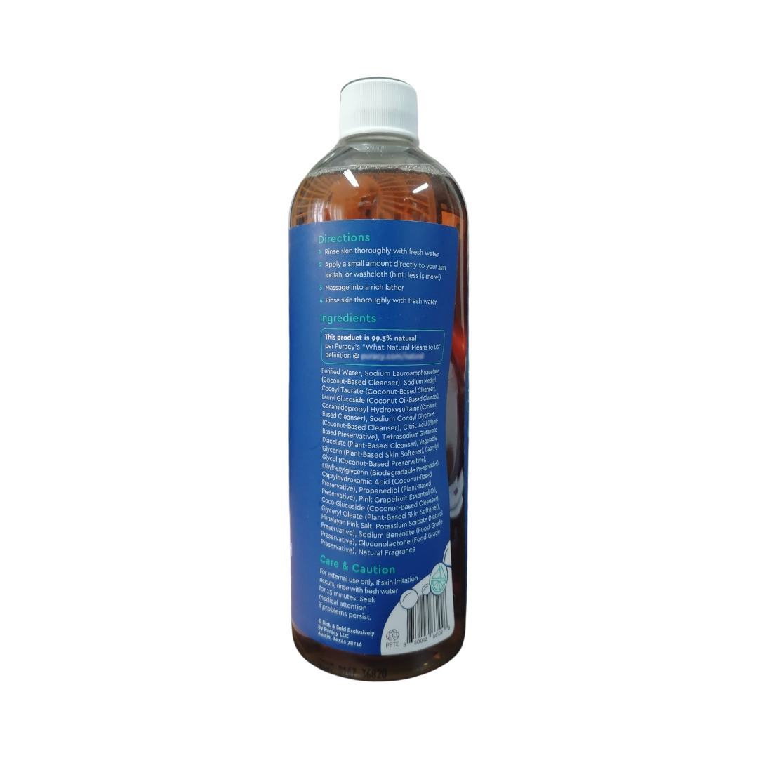 Puracy Natural Body Wash Citrus & Sea Salt, 16 oz / 473 ml