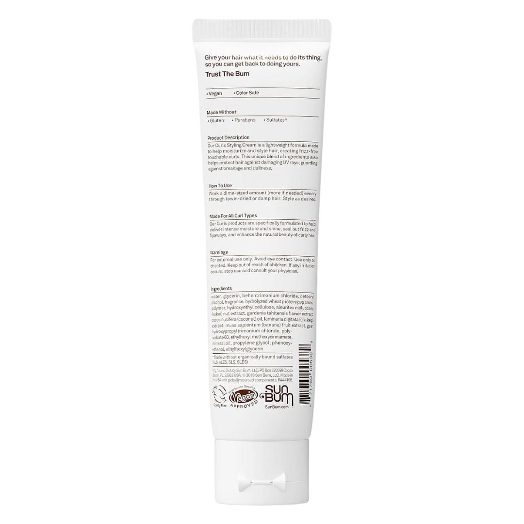 Sun Bum Curls Nourishing Hair Styling Cream, 5 oz / 148 ml