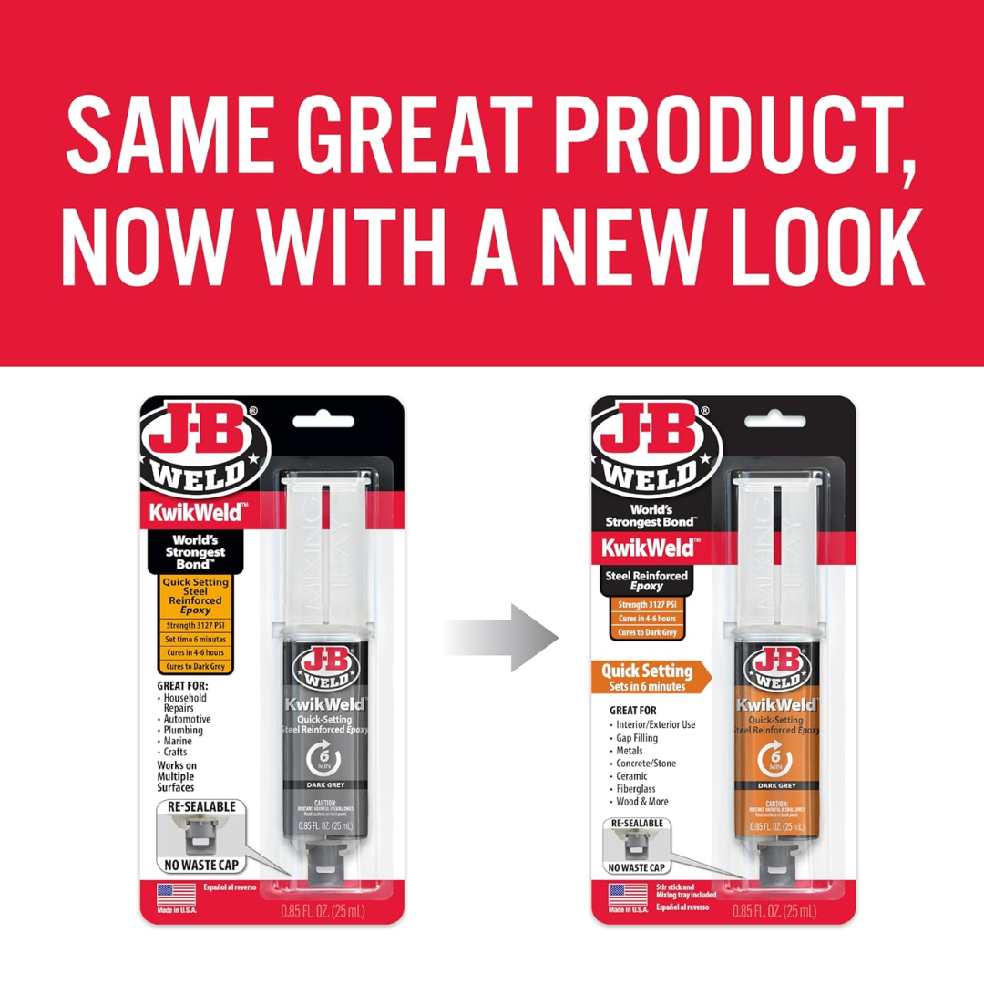 J-B Weld KwikWeld Quick-Setting Steel Reinforced Epoxy Dark Grey, 0.85 oz / 25 ml (50176)