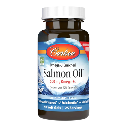 Carlson Norwegian Salmon Oil 500 mg 50 Softgels Omega 3, Brain, Heart & Joint Health