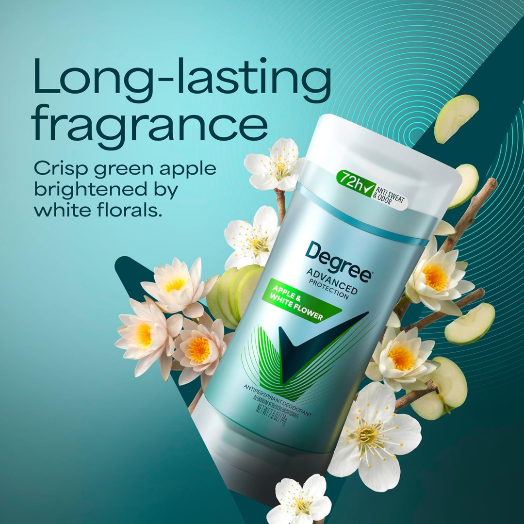 Degree Advanced Protection Apple & White Flower Deodorant, 2.6 oz / 74 g