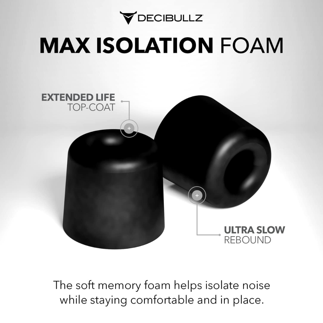 Decibullz Custom Molded Earplug Replacement Foam Tips Medium, 5 Pack