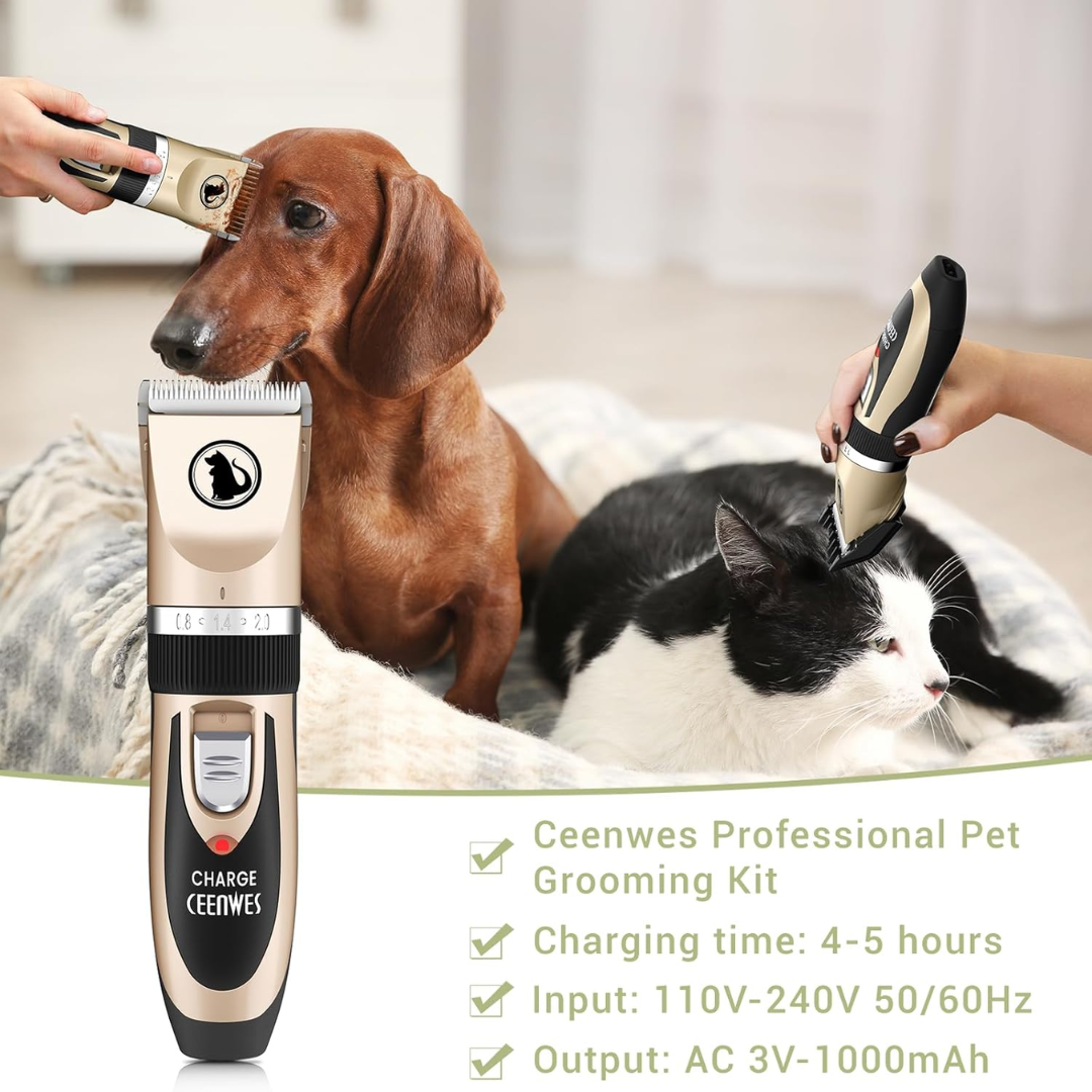 Ceenwes Professional Rechargeable Pet Hair Clipper & Nail Clipper Set