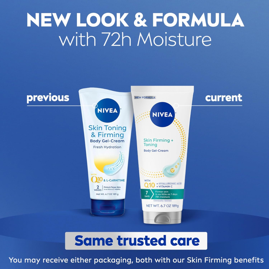 Nivea Skin Toning & Firming Body Gel-Cream Fresh Hydration with Q10, 6.7 oz / 189 g