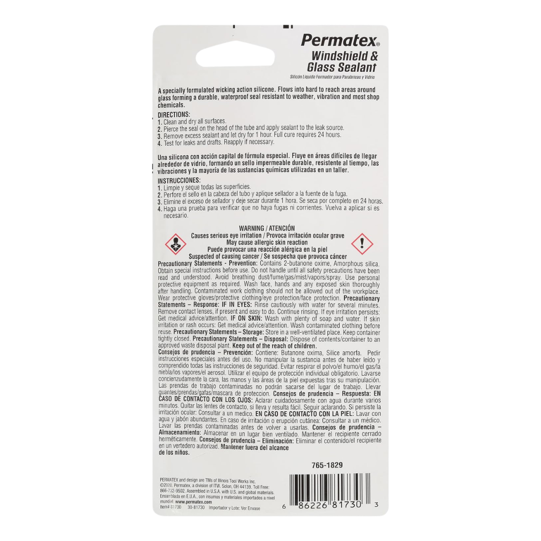 Permatex Windshield & Glass Sealant 81730, 1.5 oz / 42 g