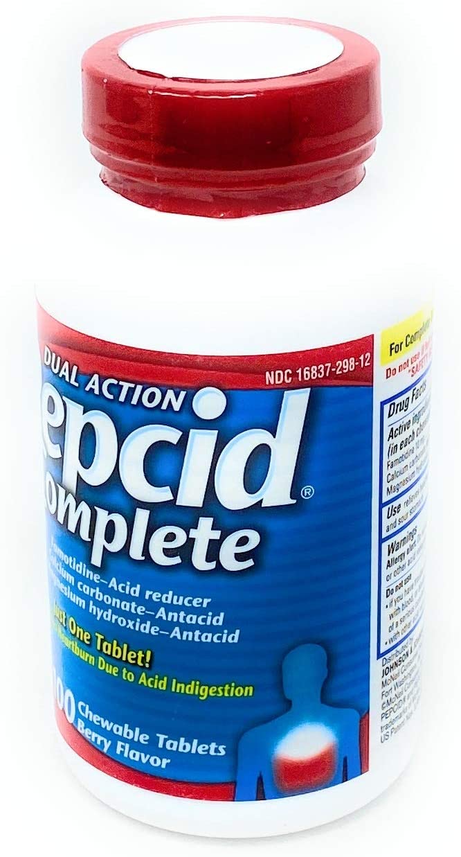 Pepcid Dual Action Complete, Berry Flavor, 100 Chewable Tablets PACKAGING MAY VARY