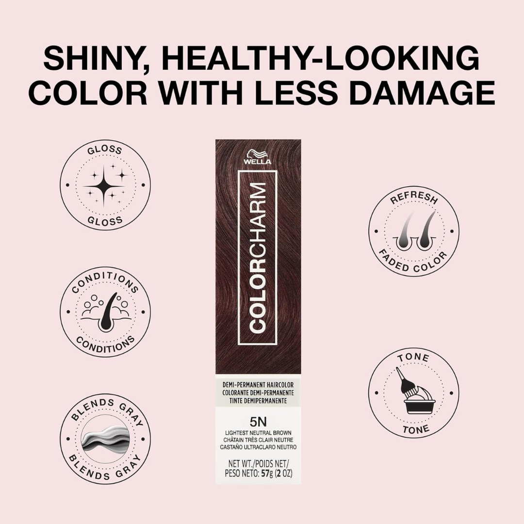 Wella ColorCharm Demi-Permanent Hair Color 5N Lightest Neutral Brown, 57 g / 2 oz