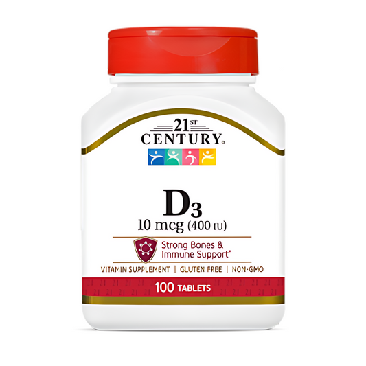 21st Century D3 10mcg 400IU Strong Bones & Immune Support 100 Tablets