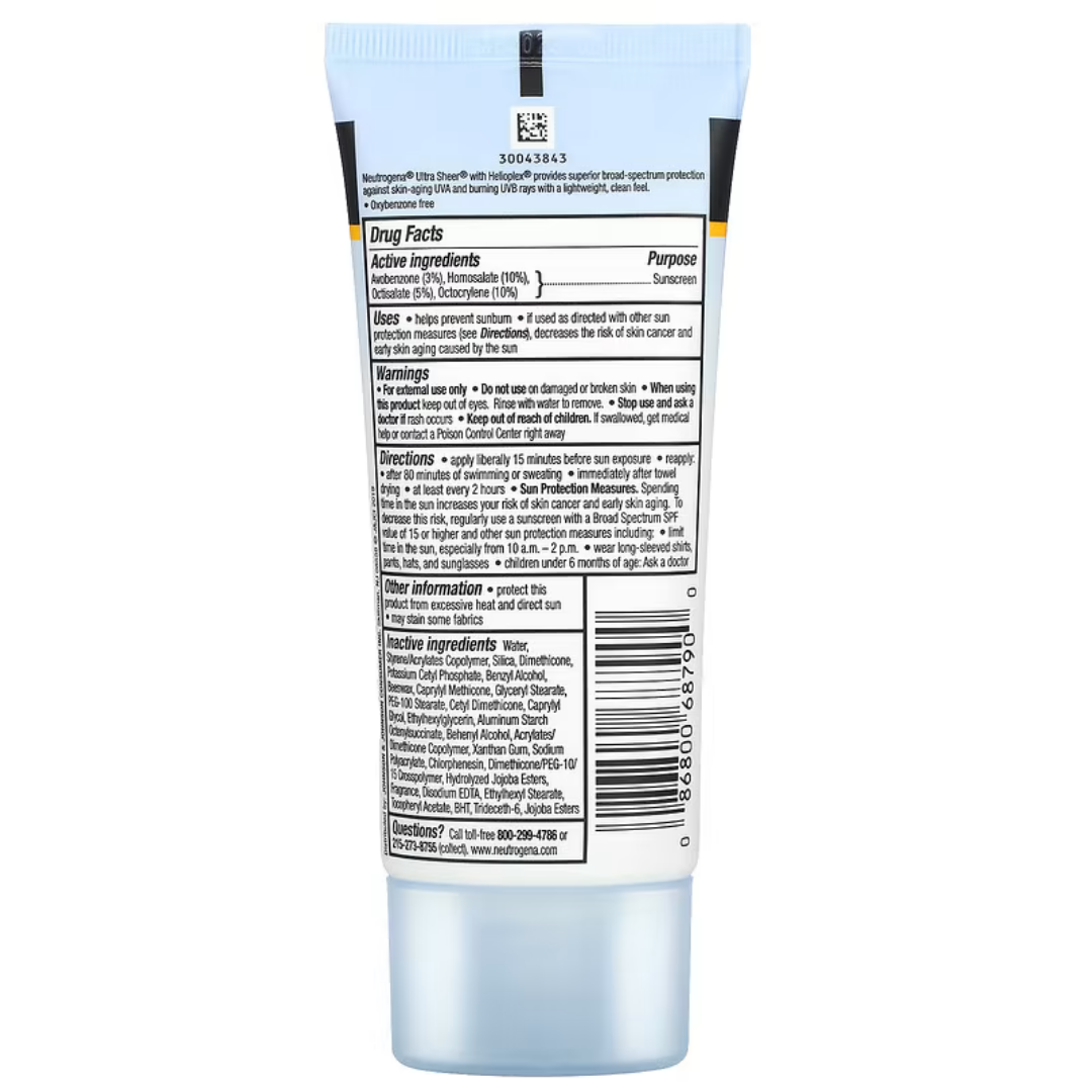 Neutrogena Ultra Sheer Dry-Touch Sunscreen, Broad Spectrum SPF 55, 3.0 fl.oz / 88ml