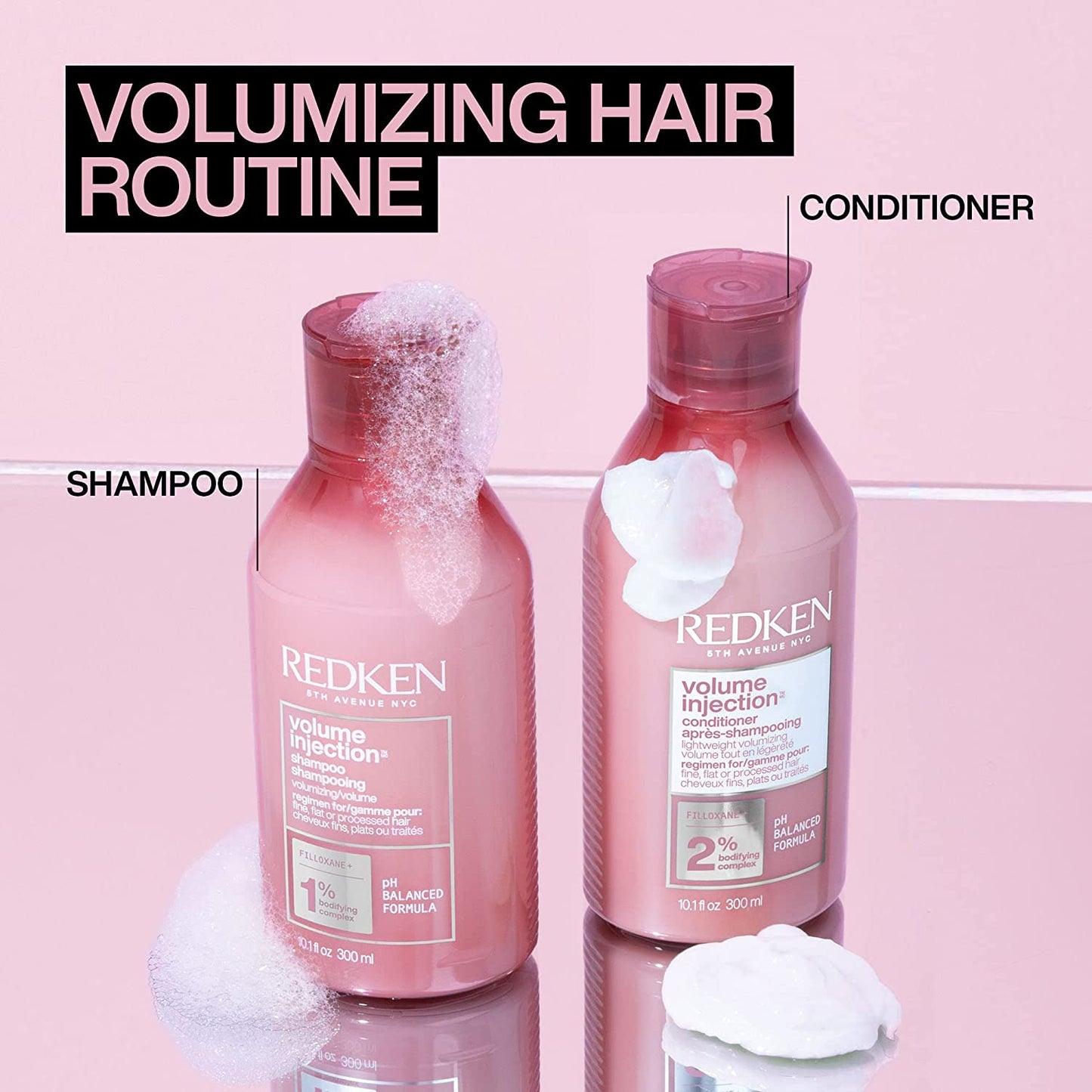 Redken 5th Avenue Nyc Volume Injection Shampoo Volumizing Filloxane 10.1 fl. oz (300mL)