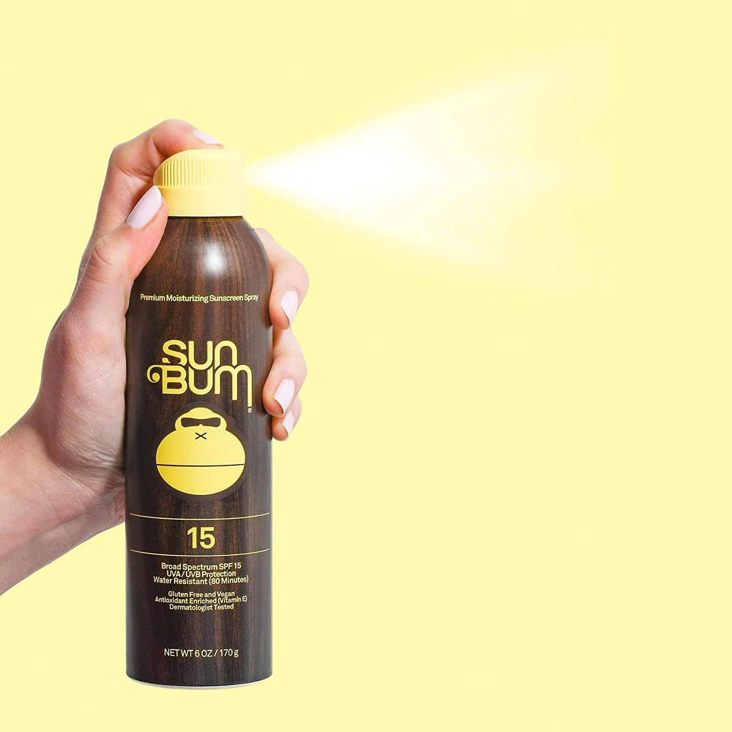 Sun Bum SPF 15 Premium Moisturizing Sunscreen Spray Gluten Free & Vegan 6 oz/ 170 gSun Bum SPF 15 Premium Moisturizing Sunscreen Spray Gluten Free & Vegan 6 oz/ 170 g