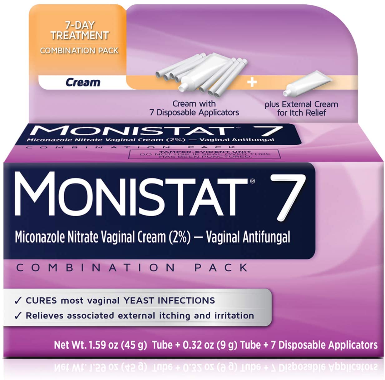 Monistat 7 Day Treatment Combination Pack, Cream + External Itch Relief Cream with 7 Disposable Applicators