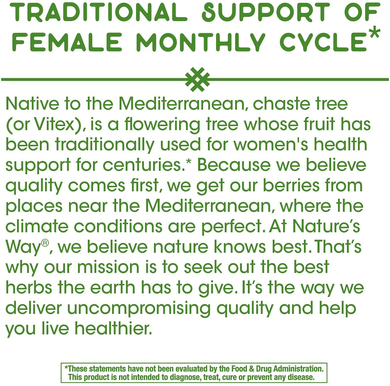 Nature's Way Vitex Fruit Traditional Support for Female Monthly Cycle 400mg Per Serving, 320 Vegan Capsules
