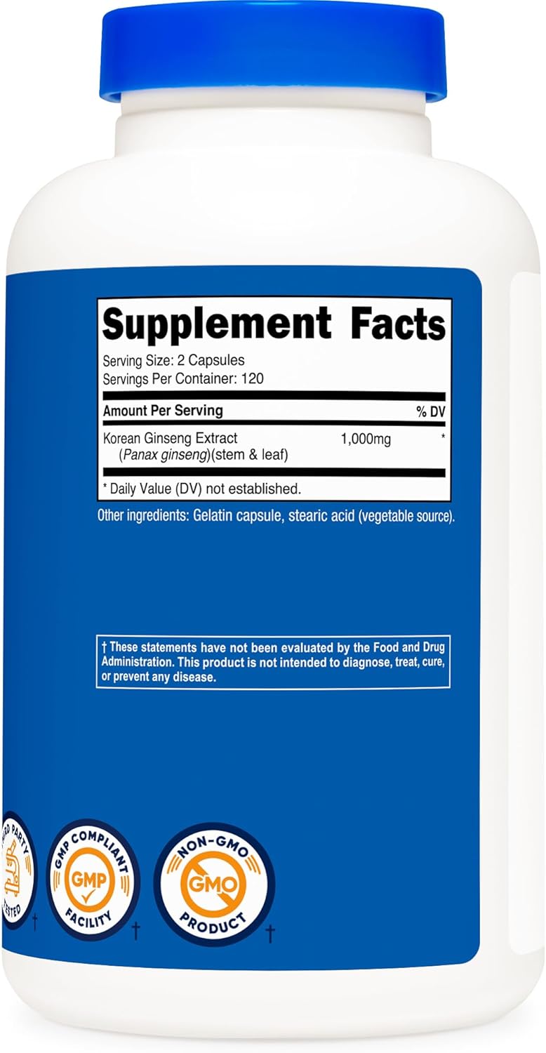 Nutricost Korean Panax Ginseng 1,000mg 240 Capsules