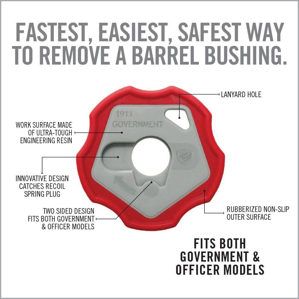 Real Avid 1911 Smart Wrench Barrel Bushing Wrench, Government & Oficer, Rubberized Non-Slip Outer Ring