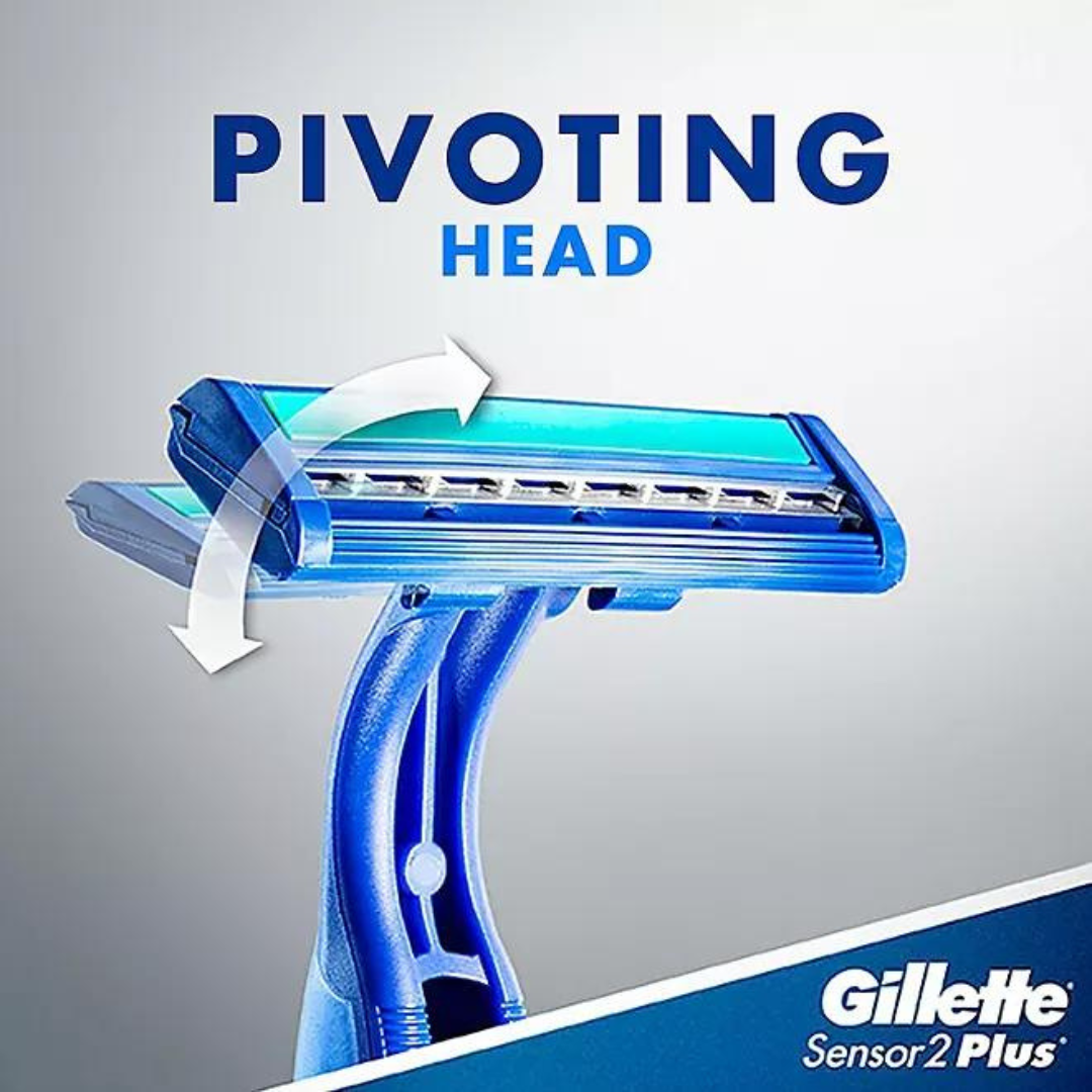Gillette Sensor 2 Plus Lubrastrip Pivot Men's Easy Grip 52 Disposable Razors
