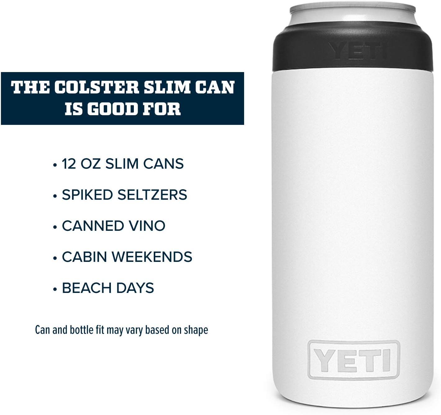 Yeti Rambler Colster Slim Can Insulator ,White. 12oz