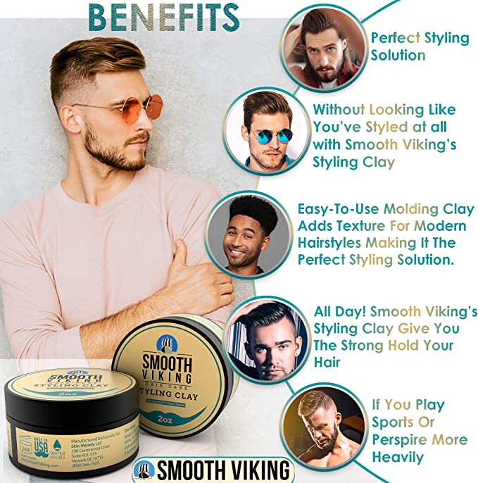 Smooth Viking Hair Care Styling Clay Strong Hold & Matte Finish 2oz