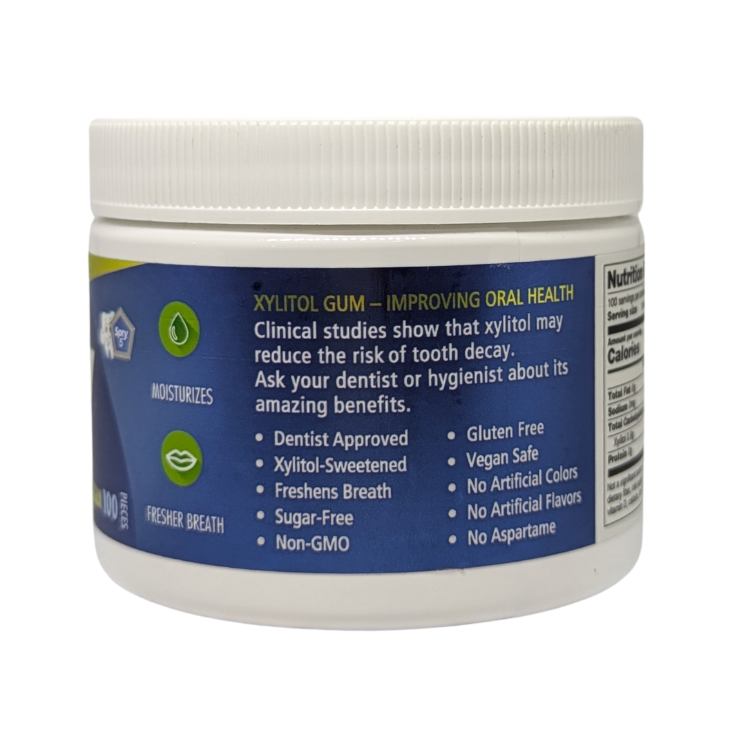 Spry Sweetened Xylitol Defense System Natural Peppermint Sugar Free Gum, 100 Pieces