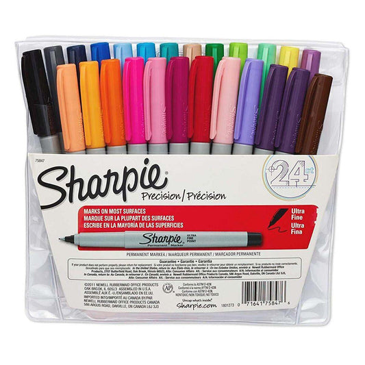 Sharpie 75847 Permanent Markers, Ultra Fine Point, Assorted Colors (24-Count)