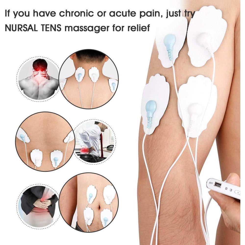 NURSAL EMS TENS Unit Muscle Stimulator with 8 Electrode Pads Rechargeable 16 Modes