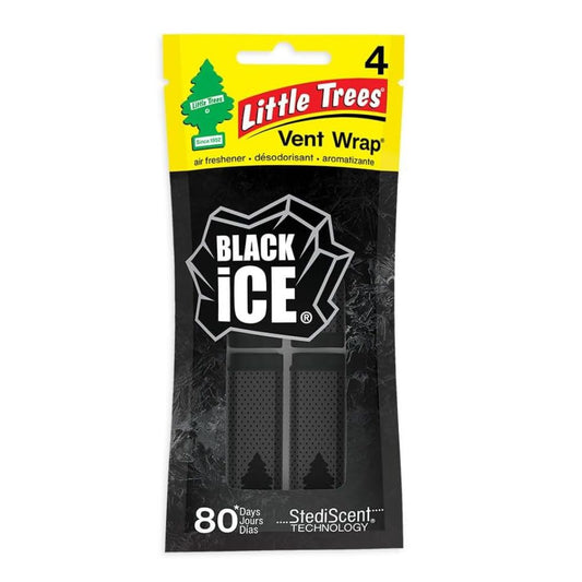 Little Trees Vent Wrap Car Air Freshener Provides Long - Lasting Scent Black Ice, 4 Pieces