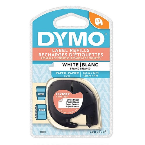 Dymo Label refills 1/2" x 13ft White Paper Tape (91330)
