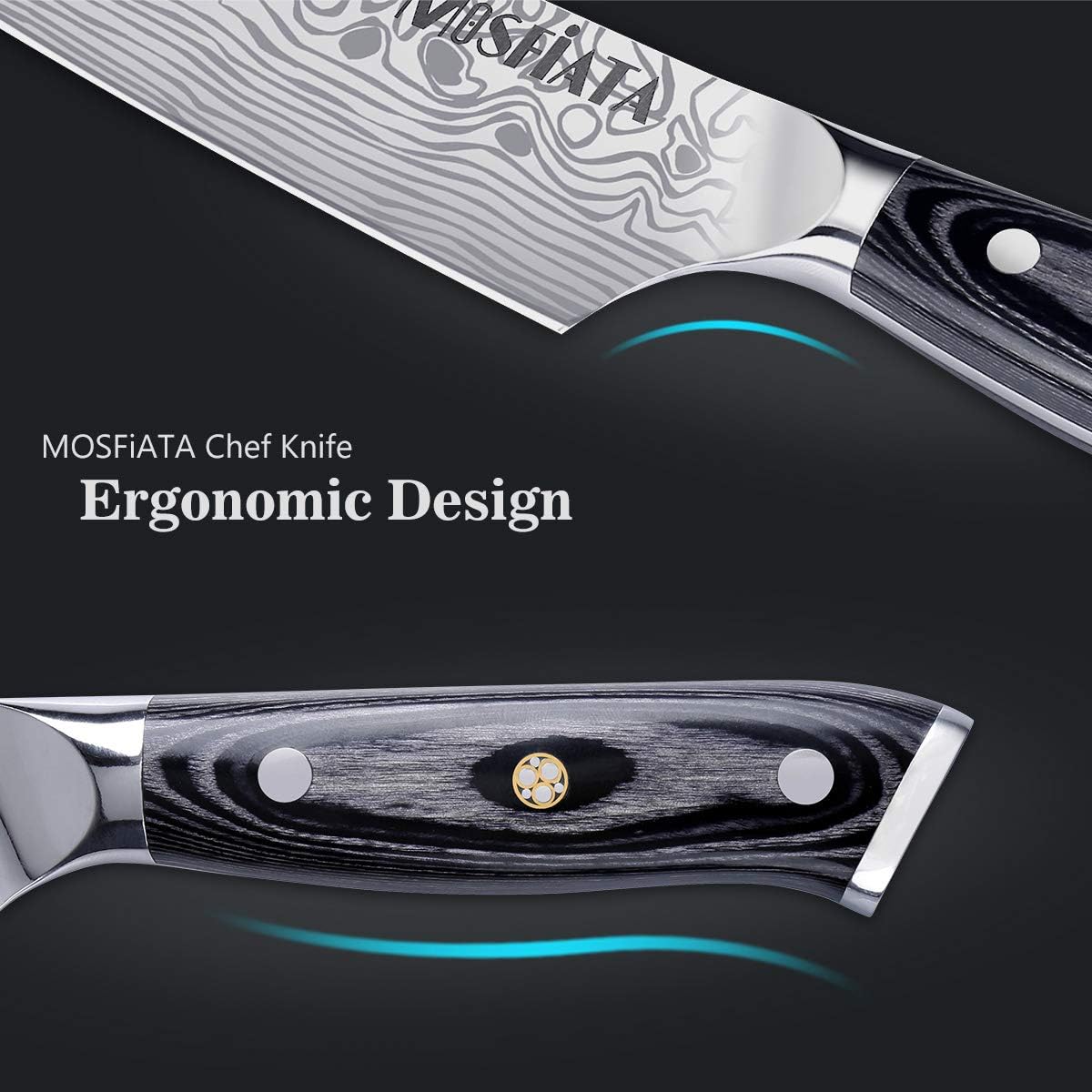 MOSFiATA Super Sharp Professional Chef's Knife High Carbon Stainless Steel with Micarta Handle 8 Inch (EN1.4116)