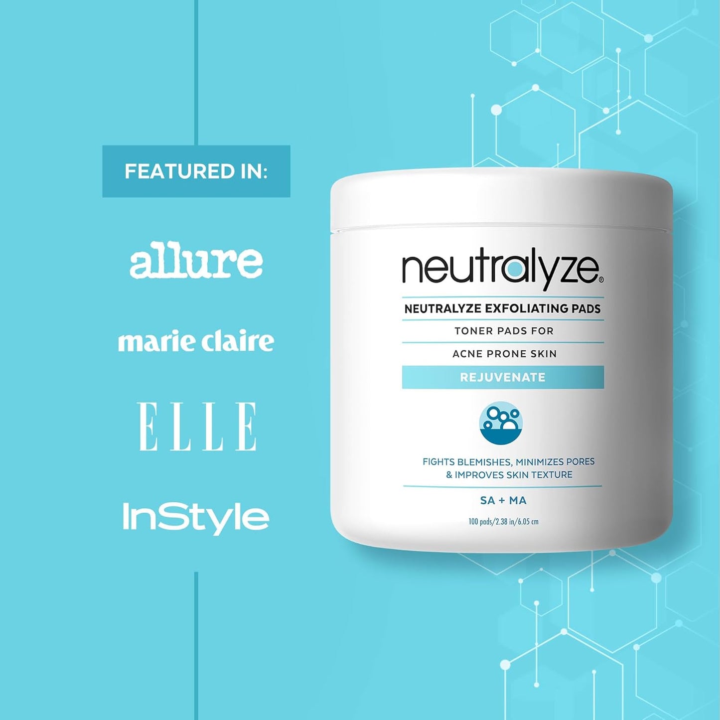 Neutralyze Exfoliating Toner Pads For Acne Prone Skin Rejuvenate, 100 Pads