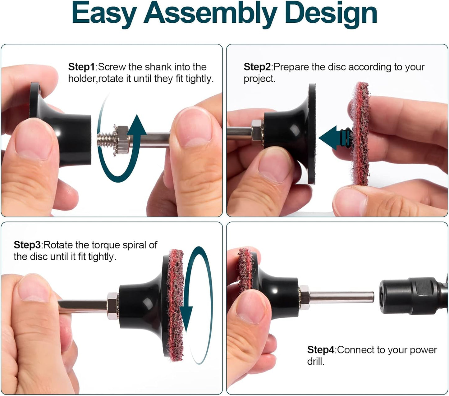 Satc Premium 2 Inch Roll Lock Disc Set with 1/4" Disc Holder, 45 pcs